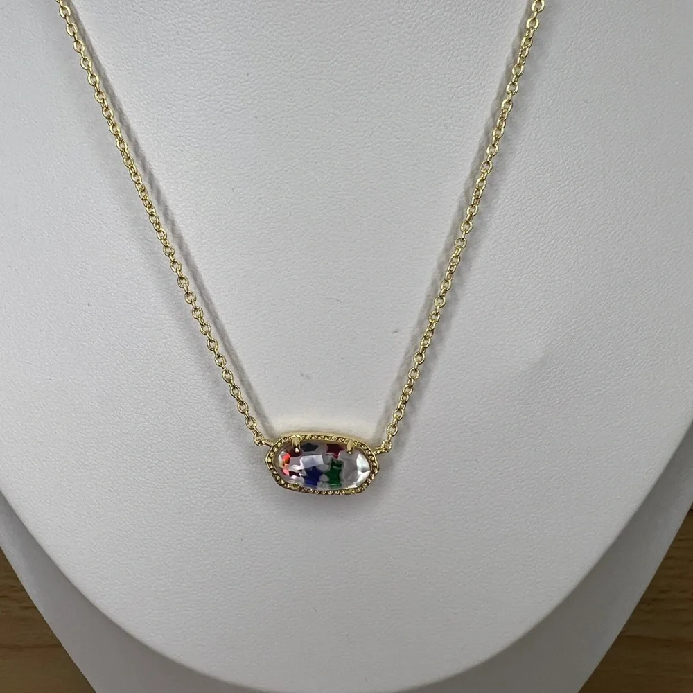 Kendra Scott Elisa Gold Pendant Necklace in Watercolor Illusion